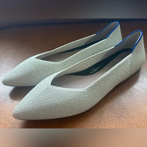 Rothy’s The Point II Diamond Twill Flats Size 8.5 Platinum Pointed Toe NWOB - Picture 4 of 11